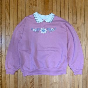 VTG 90’s Bold Spirit Grandma Collard Embroidered Pullover Sweatshirt Sz. S/M